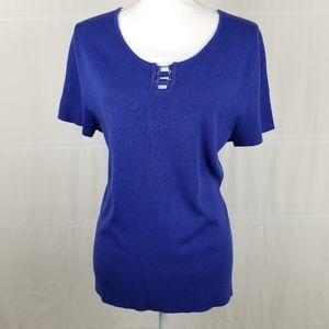 Sag Harbor short sleeve metal detail sweater XL